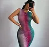 Mujeres sexy bodycon vestido damas sin mangas chic horizontal raya patrón lápiz verano club ropa fiesta mini es 220521