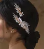 Wedding Tiara Hair accessories Golden Bridal Headpieces Comb Pearl Clips Diamond Piece for Women Headpieces