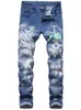 Jeans masculinos Men skinny Men 3D Padrão de rua de rua de rua Jean Gothic Blue Denim Pantalones Hombre para Calor de Trousersmen