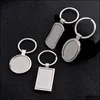 Keychains mode -accessoires roestvrij staal metaal lege sleutelhanger geometrie vorm hanger sleutelende houder voor mannen auto sleutelhanger keten dhu59