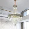 Pendant Lamps Modern Loft Crystal Chandelier Lighting High Quality Gold Led Hanging Lamp For Living Room Bedroom Staircase Indoor Lighting