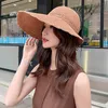 Foldable Shading Cap Women's Summer Hollow Breathable Wide Brim Hat Bow Straw Caps Party Hats by sea BBB14963