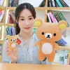 Rilakkuma Bebek Peluş Anahtarlık Kawaii Anime Brown Bear Dolundu Kolye Sevimli Çift Kız Hediye Gibi 220623