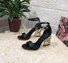 Chunky Lettler Rhinestone Heel Platform Läder Sandaler Kvinnor Pet Bow Tie Gladiator Dam Tjocka High Party Pumps