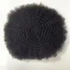 4mm Afro männliche Toupee Indian Jungfrau menschliches Haar Ersatz handgebundene volle Spitzeneinheit für schwarze Männer schnelle Express -Lieferung