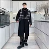 Men's Wool & Blends Menswear Fashion Fake Two-piece Plaid Spliced Woolen Coat Autumn Winter Loose Notched Double Breasted Tweed Fran22 T220810