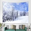 Dormitory Bedroom Living Room Background Decoration Home Christmas Winter Fir Tree Snow Scene Tapestry J220804