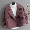 Women's Wool & Blends 2022 Fasion Elegant Woolen Coat Turn-Down Collar Women Winter Single Button Coats Fashion Solid Outwear Lady Short Jac