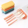 Creative Wheat Straw Folding Cutlery Set Removable Knife Fork Spoon Chopsticks Portable Picnic Tool kitchen supplies