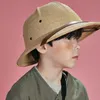 Barn Toquilla Straw Helmet Pith Sun Hat For Boy Girl Vietnam War Army Parent-Child Dome Safari Jungle Miners Cap 2781 T2