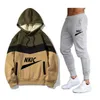 Men Tracksuit Fashion Splice Sporting Full Suit Brand LOGO Print Sweatshirt Sweatpants Mens Clothing 2 Pieces Sets Plus Size S-XXXL