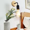 مصباح الجدار 2pcs/لوت Nordic Wood Iron Stand E27 220V Bedside LED LED SCONCE Light for Home Decorwall