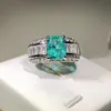 Anéis de Casamento da Marca Choucong Jóias de Luxo Prata Esterlina 925 Preenchimento Corte Radiante Esmeralda CZ Diamante Pedras Preciosas Festa Feminina Eternidade Feminina Anel de Banda de Noivado