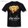 Men's T-Shirts Fashionable Cartoon Smoking Teddy Bear T Shirt Harajuku T-shirt Graphics Tshirt Brands Tee TopMen's241T