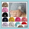 Fashion Winter Baby Girl Hats With Pearls Candy Color Knit Newborn Beanie Hat Fotografia Cap Accessories Turban 12 Colors Drop Delivery 2021
