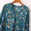 Manga larga casual Vneck estampado floral blusa irregular top camisa sexy patrón floral 220728