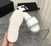 Women Summer Slippers slide sandals bench shoes Stylish flat Rhombic lattice square toe chain leisure Simplicity comfortable non slip versatile sandals C62812