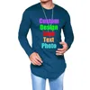 Solid Oversized 3XL Long Sleeve Irregular Men T shirt Custom P o Text Printed Punk Cool Male Tees Shirts Man Top T shirt 220621