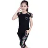 Summer Girls Clothing Set Children Sports Suit Cotton Print Kort ärm T Shirt Pants 2st Girl Clothes 4 6 8 10 12 14 år 220620