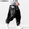 INCERUN Männer Harem Hosen Mode Gedruckt Patchwork Hosen Elastische Taille Jogger Casual Lose Drop Crotch Böden Plus Größe 220726