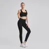 Womens yoga out fit High Waist Running thread strong stretch solid color nylon Fitness vest bra and pocket pants suits seamless hip-lifting Leggings tracksuits