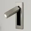 Topoch infällbar vägglampor SCONCES Huvudbryggor i bakplattan med push -switch Chrome Finish Swivels 90 grader vänster/höger/framåt 3w led 200 lm