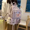 Largecapacity Cute Women MultiPocket Nylon Backpack Ins Junior High School Student School Bag Female Girl Backpack Laptop Book 220812