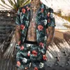 Męskie Dresy Hawajski Zestaw Mężczyzna Drukowanie Krótki Rękaw Summer Casual Kwiatowa Koszula Plaża Dwa kawałek Garnitur 2022 Moda Mężczyźni Ustawia M-3XL