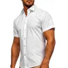 Mäns casual skjortor färger trendig ung man kort ärm vit skjorta lätta män enkelt för dagliga slitage