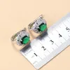 925 Mark Bridal Halsband och örhängen smyckesuppsättningar för kvinnor mode bröllopsklänning kostym grön zirkon charm armband och ring6984982