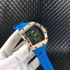 Uxury Watch Date Luxury Mens Mechanisch horloge Richa Milles Business Leisure RM70-01 Volledig automatische Mei Gold Case Tape Fashion Swiss Beweging Polshorloges