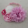 Belts Handmade Girls Headband Lace Chiffon Satin Flower Sash Belt With Pearl Mathcing Hairband Women Bridal AccessoryBelts