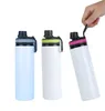 Wholesale Stock 6 Colors DIY Sublimation Blanks Tumblers White 600ml 20oz Water Bottle Mug Cups Singer Layer Aluminum Tumblers Drinking Cup With Lids ls0112