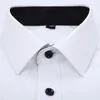 Mens de trabalho camisas marca macio manga longa quadrado colarinho regular liso sólido / sarja homens vestido branco macho tops 220323