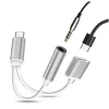 2 in 1 Charger Audio Type C cables Earphones Headphone Jack Adapter Connector Cable 3.5mm Aux Headphone type-c