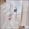 Dangle żyrandol kolczyki biżuteria Lifefontier Znakomita kolory szkliwa róży kropla róży dla kobiet asymetryczna shell cat łańcuch łańcucha mąka główne