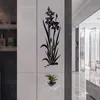 Stickers muraux Acrylique 3D Fleur Suspendue DIY Orchidée Chambre Porche Salon Fond Décoration Miroir Autocollant Stickers