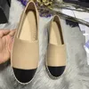 Canvas Shoes Loafers Espadrilles 100% leather woman shoes luxe cap toe Quilting Pure hand sewing womans flats luxury Top Quilty spring size 34-42