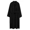 Mélanges de laine pour femmes 2022 hiver Trench-Coat automne noir longue femme veste ceinture flanelle pardessus vêtements Casaco Feminino Gmm68