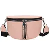 Fanny packs Women's Fashion Solid Color Soft Leather Chest Bag Temperament Wide Shoulder Strap Single Shoulder Messenger Bag 220627