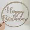 Autre événement fournitures de fête personnalisé joyeux anniversaire bois cercle signe Po accessoires personnalisé mariage décor nom signesautre