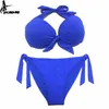 EONAR Bikini Costumi da bagno solidi Donna Push Up Bikini Set Taglio brasiliano/Fondo classico Costumi da bagno Costumi da bagno sexy taglie forti 220408