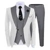 Costumes pour hommes Blazers Slim Fit Formel Hommes pour mariage avec large revers cranté 3 pièces Marié Tuxedo Mâle Mode Veste Gilet Pantalon 2022Men's