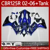 Body +Tank cover For HONDA CBR-125 CBR 125 R CC CBR 125R 125CC 02-06 Bodywork 124No.38 CBR125RR CBR125R 02 03 04 05 06 CBR-125R 2002 2003 2004 2005 2006 Fairing factory blue