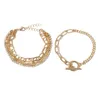 Qualidade superior Bohemian Geometric Crystal 5 em 1 Chain Multi Layer Bracelets Bangles Charm Adjustable Lasso Bracelet Set for Women Jewelry Gifts