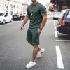 Survêtements pour hommes Mode d'été Short à manches courtes Costume sport décontracté couleur unie costume hommes grande taille vêtements