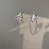 Korean Fashion Metal Heart Tassel Dangle Earrings For Women Girls Cute Delicate Zircon Boucle D'oreille Jewelry Gifts