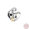 Pingente de prata esterlina 925 pingente asas de anjo cisne do amor pingente de coração miçanga ajuste pandora pingente pulseira faça você mesmo acessórios de joias