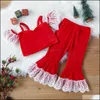 Clothing Sets Baby Kids Baby Maternity Girls Christmas Outfits Children Tops Lace Flared 2 Dhhwf