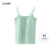 Kvinnor Tank-top inbyggd behå vadderad stretchbar modal push-up toppar camisoles tube väst ärmlös sexig casual koreansk SA1003 210401